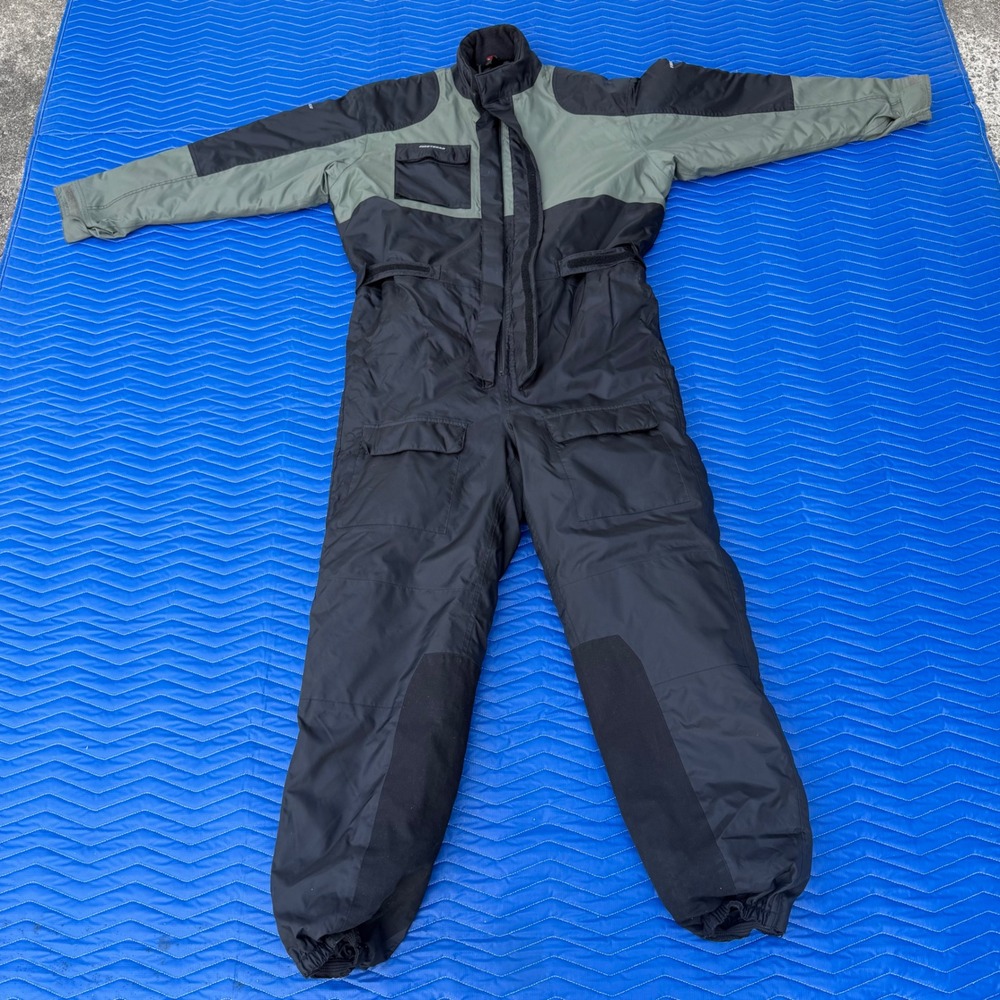 Firstgear Mens XL Thermo 1-Piece Suit Black Gray Motorcycle Cold Riding Coverall